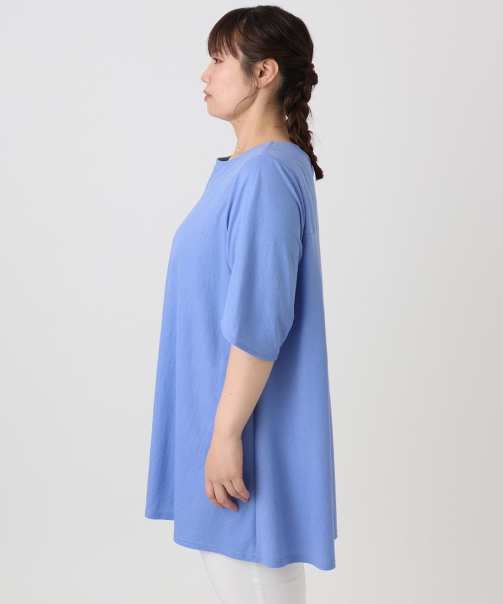 OLEHA27099 eur3(エウルキューブ) 【大きいサイズ/接触冷感】カノコバックフレアチュニック ブルー(55)
