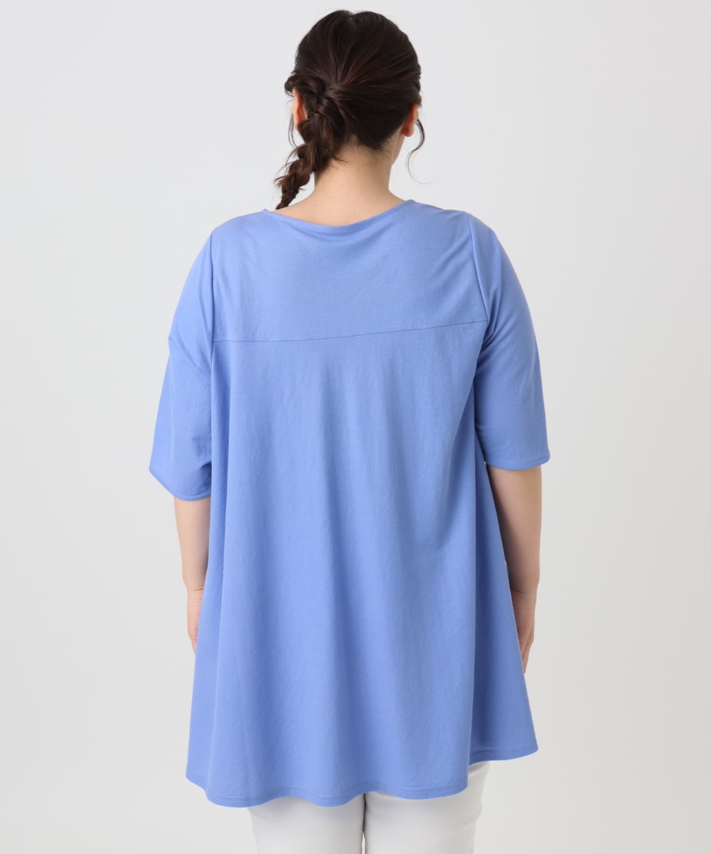 OLEHA27099 eur3(エウルキューブ) 【大きいサイズ/接触冷感】カノコバックフレアチュニック ブルー(55)