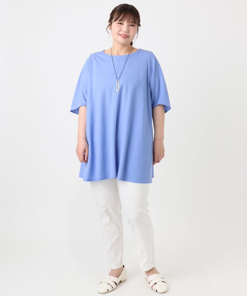 OLEHA27099 eur3(エウルキューブ) 【大きいサイズ/接触冷感】カノコバックフレアチュニック ブルー(55)