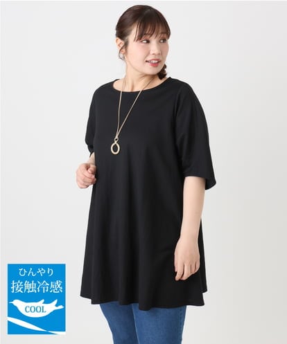 OLEHA27099 eur3 【大きいサイズ/接触冷感】カノコバックフレアチュニック
