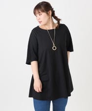 OLEHA27099 eur3(エウルキューブ) 【大きいサイズ/接触冷感】カノコバックフレアチュニック ブラック(94)