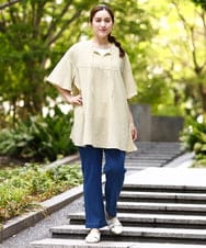 OLEHA28099 eur3(エウルキューブ) 【大きいサイズ】ぽこぽこフレアスリーブチュニック ライトイエロー(20)