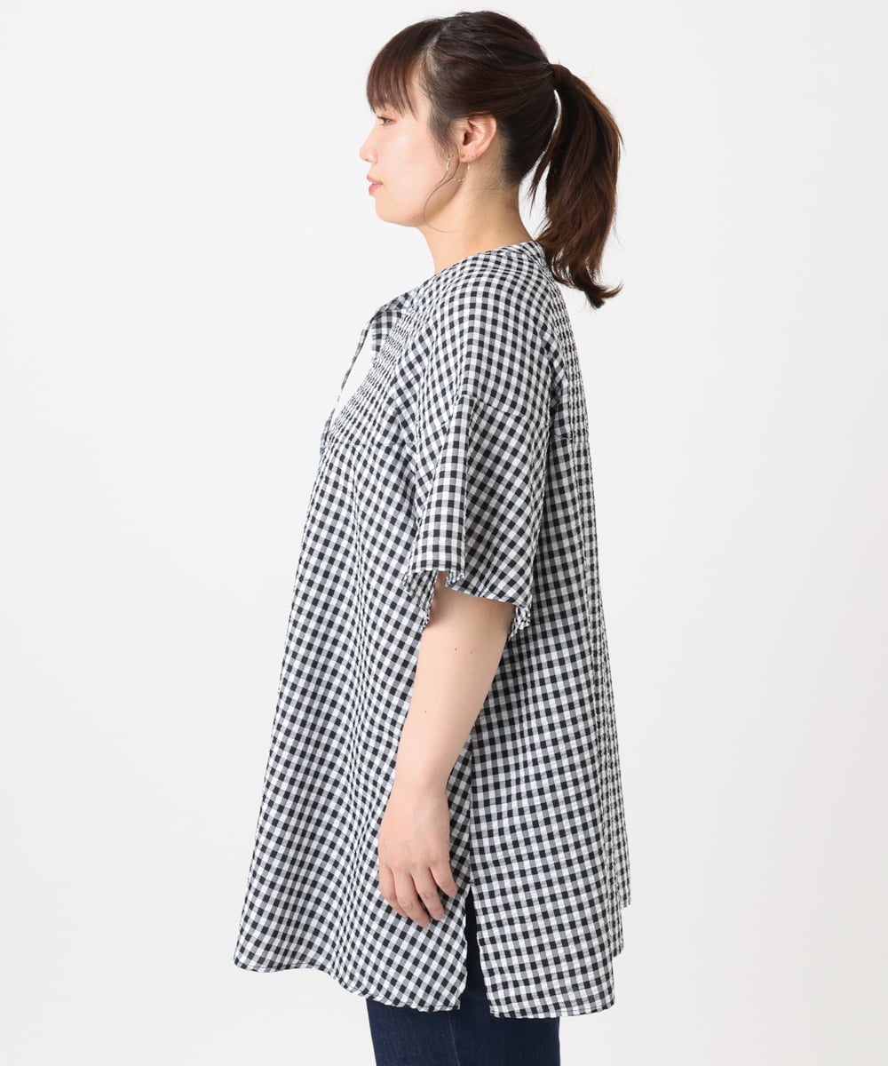 OLEHA28099 eur3(エウルキューブ) 【大きいサイズ】ぽこぽこフレアスリーブチュニック ホワイト(90)