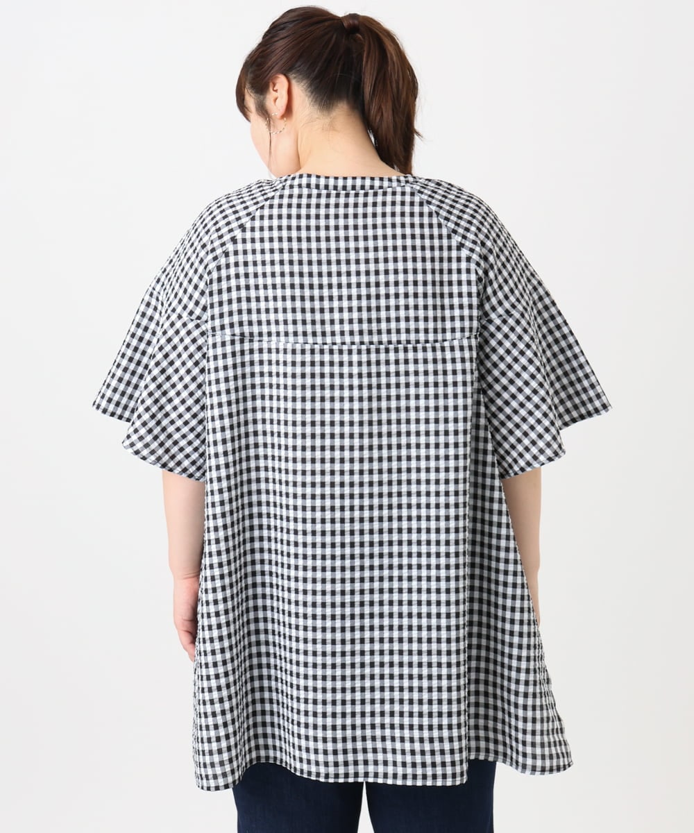 OLEHA28099 eur3(エウルキューブ) 【大きいサイズ】ぽこぽこフレアスリーブチュニック ホワイト(90)