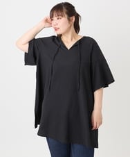 OLEHA28099 eur3(エウルキューブ) 【大きいサイズ】ぽこぽこフレアスリーブチュニック ブラック(94)