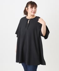 OLEHA28099 eur3(エウルキューブ) 【大きいサイズ】ぽこぽこフレアスリーブチュニック ブラック(94)