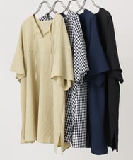 OLEHA28099 eur3(エウルキューブ) 【大きいサイズ】ぽこぽこフレアスリーブチュニック ブラック(94)