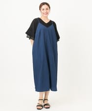 OLEHA30129 eur3(エウルキューブ) 【WEB先行販売】【大きいサイズ】エンボスドットワンピース ネイビー(57)