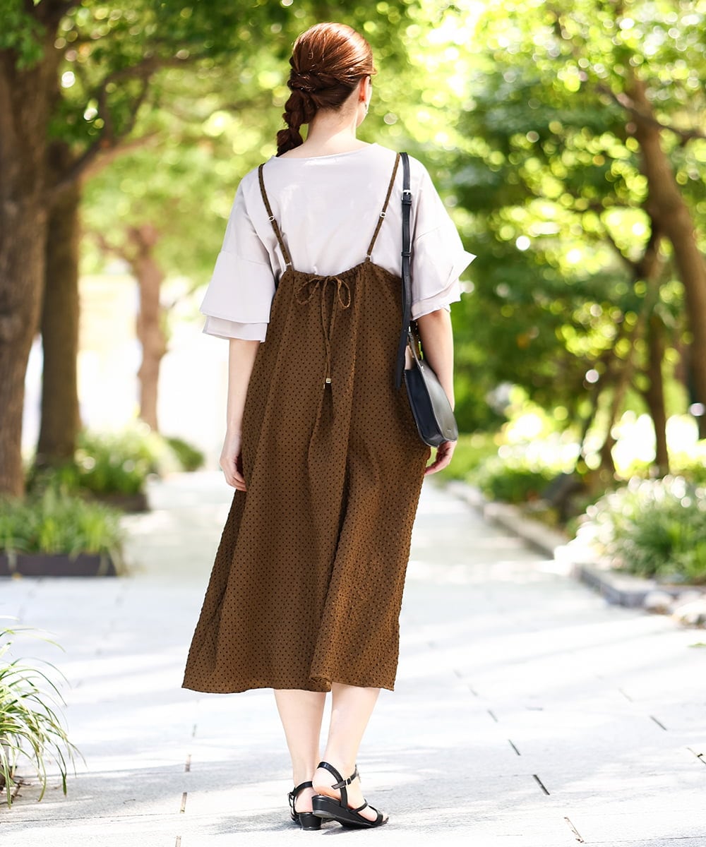 OLEHA30129 eur3(エウルキューブ) 【WEB先行販売】【大きいサイズ】エンボスドットワンピース モカ(84)