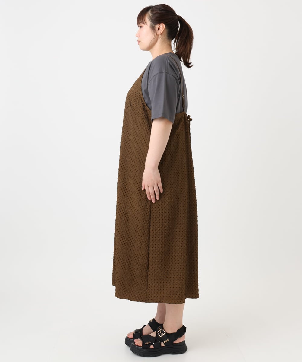 OLEHA30129 eur3(エウルキューブ) 【WEB先行販売】【大きいサイズ】エンボスドットワンピース モカ(84)