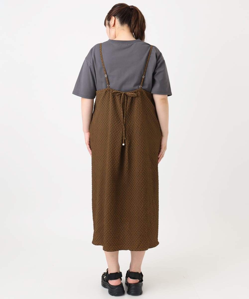 OLEHA30129 eur3(エウルキューブ) 【WEB先行販売】【大きいサイズ】エンボスドットワンピース モカ(84)