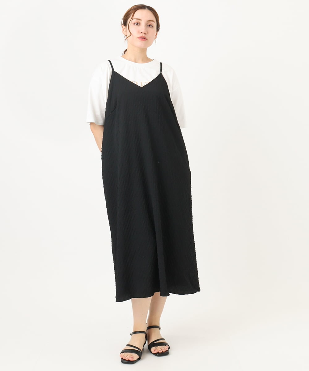 OLEHA30129 eur3(エウルキューブ) 【WEB先行販売】【大きいサイズ】エンボスドットワンピース ブラック(94)