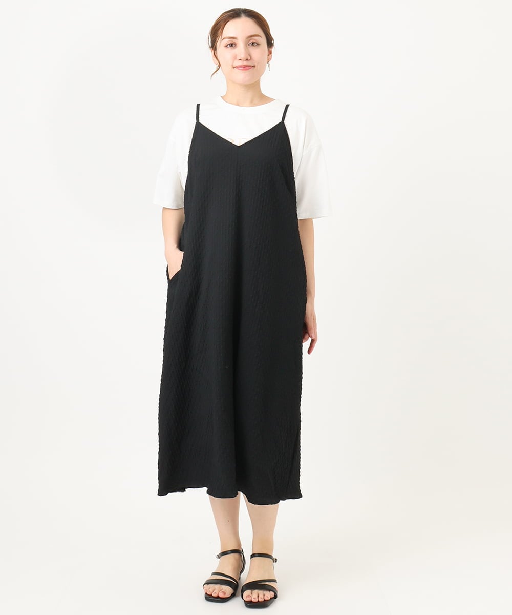 OLEHA30129 eur3(エウルキューブ) 【WEB先行販売】【大きいサイズ】エンボスドットワンピース ブラック(94)