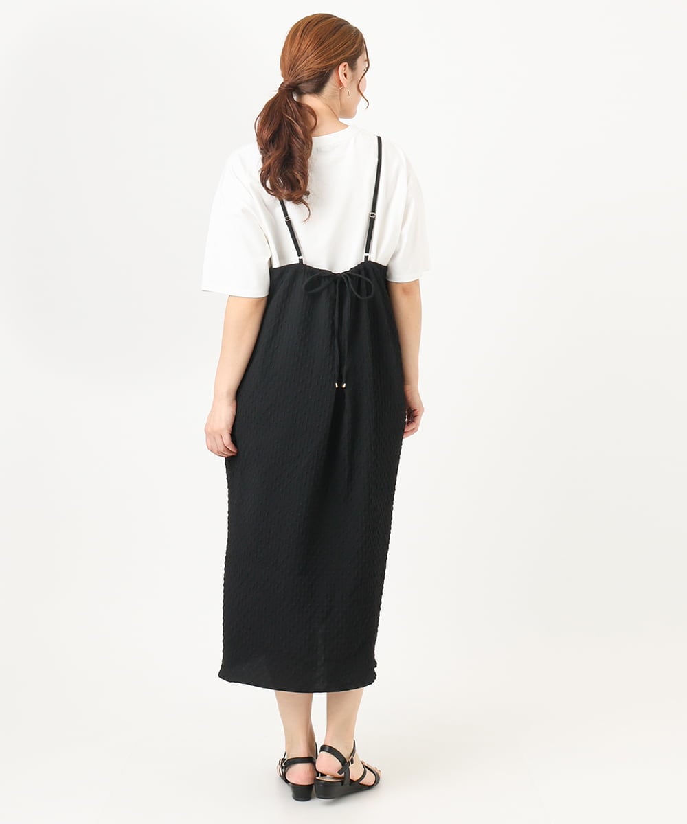 OLEHA30129 eur3(エウルキューブ) 【WEB先行販売】【大きいサイズ】エンボスドットワンピース ブラック(94)