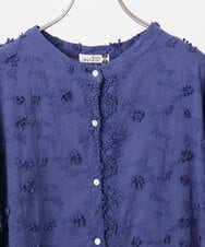 OLEHA34139 eur3(エウルキューブ) 【大きいサイズ】刺繍バンドカラーチュニック ブルー(55)