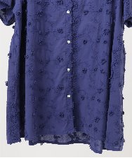 OLEHA34139 eur3(エウルキューブ) 【大きいサイズ】刺繍バンドカラーチュニック ブルー(55)
