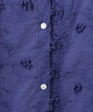 OLEHA34139 eur3(エウルキューブ) 【大きいサイズ】刺繍バンドカラーチュニック ブルー(55)