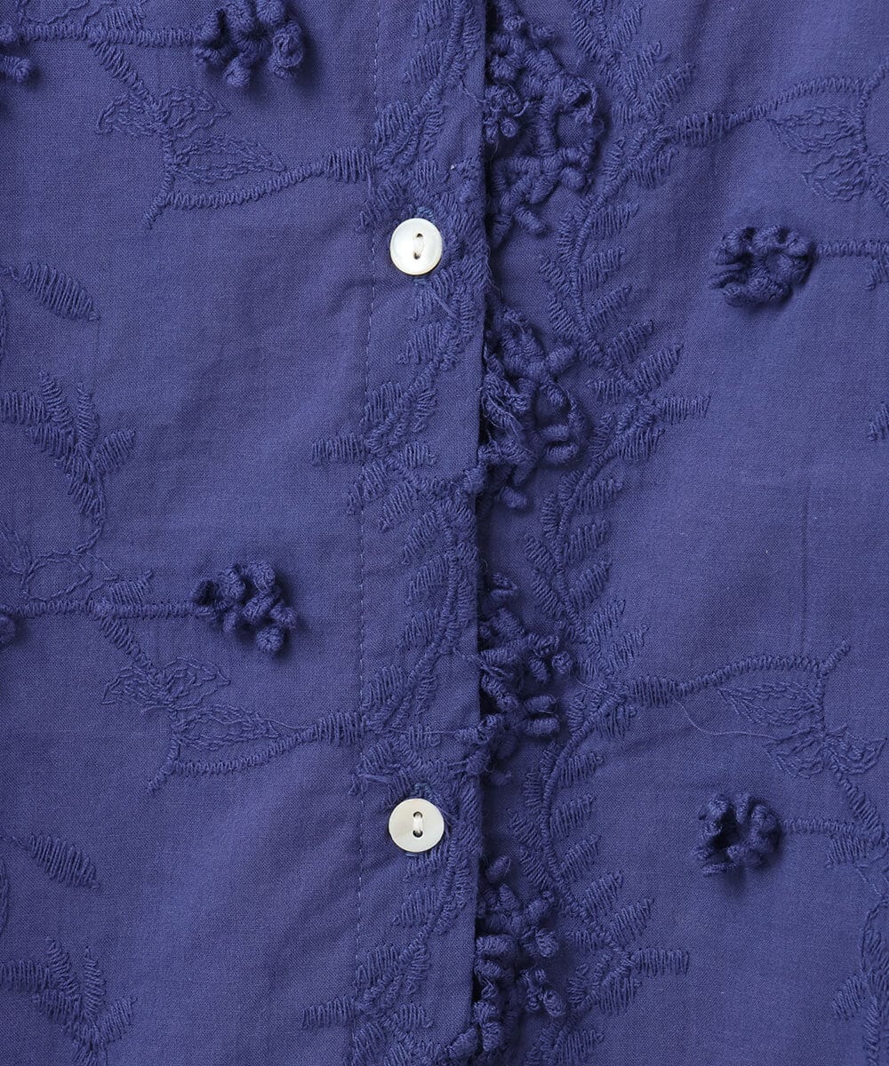 OLEHA34139 eur3(エウルキューブ) 【大きいサイズ】刺繍バンドカラーチュニック ブルー(55)