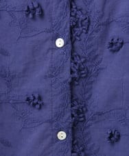 OLEHA34139 eur3(エウルキューブ) 【大きいサイズ】刺繍バンドカラーチュニック ブルー(55)