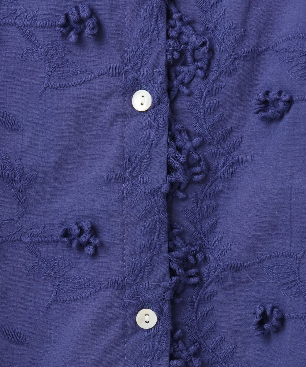 OLEHA34139 eur3(エウルキューブ) 【大きいサイズ】刺繍バンドカラーチュニック ブルー(55)