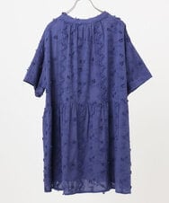 OLEHA34139 eur3(エウルキューブ) 【大きいサイズ】刺繍バンドカラーチュニック ブルー(55)