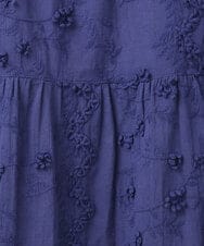 OLEHA34139 eur3(エウルキューブ) 【大きいサイズ】刺繍バンドカラーチュニック ブルー(55)