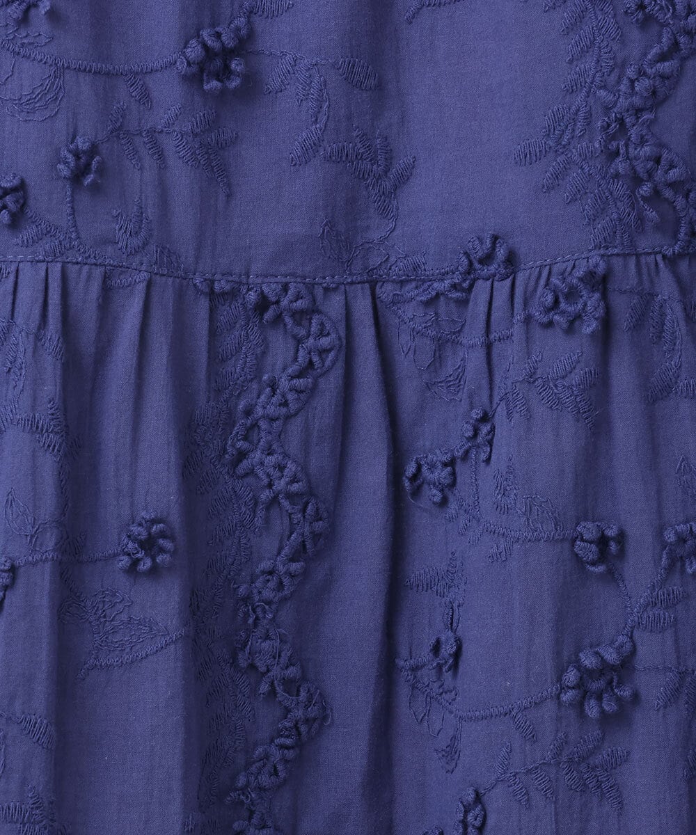 OLEHA34139 eur3(エウルキューブ) 【大きいサイズ】刺繍バンドカラーチュニック ブルー(55)