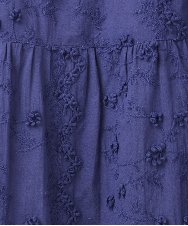 OLEHA34139 eur3(エウルキューブ) 【大きいサイズ】刺繍バンドカラーチュニック ブルー(55)