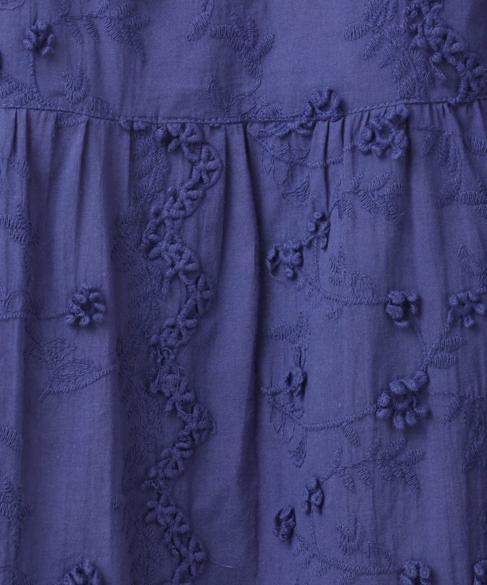 OLEHA34139 eur3(エウルキューブ) 【大きいサイズ】刺繍バンドカラーチュニック ブルー(55)