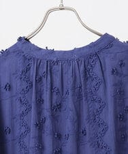 OLEHA34139 eur3(エウルキューブ) 【大きいサイズ】刺繍バンドカラーチュニック ブルー(55)