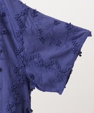 OLEHA34139 eur3(エウルキューブ) 【大きいサイズ】刺繍バンドカラーチュニック ブルー(55)