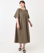 OLEHA38129 eur3(エウルキューブ) 【大きいサイズ】ヴィンテージポプリンワンピース カーキ(36)