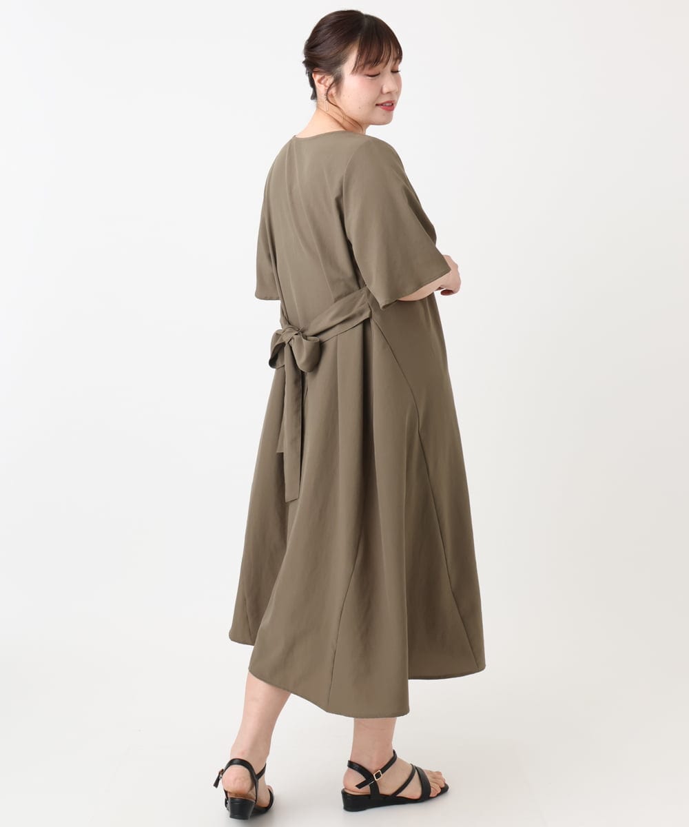 OLEHA38129 eur3(エウルキューブ) 【大きいサイズ】ヴィンテージポプリンワンピース カーキ(36)