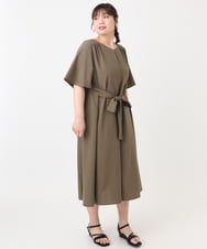 OLEHA38129 eur3(エウルキューブ) 【大きいサイズ】ヴィンテージポプリンワンピース カーキ(36)