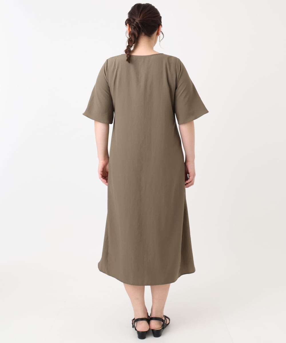 OLEHA38129 eur3(エウルキューブ) 【大きいサイズ】ヴィンテージポプリンワンピース カーキ(36)