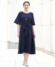 OLEHA38129 eur3(エウルキューブ) 【大きいサイズ】ヴィンテージポプリンワンピース ネイビー(57)