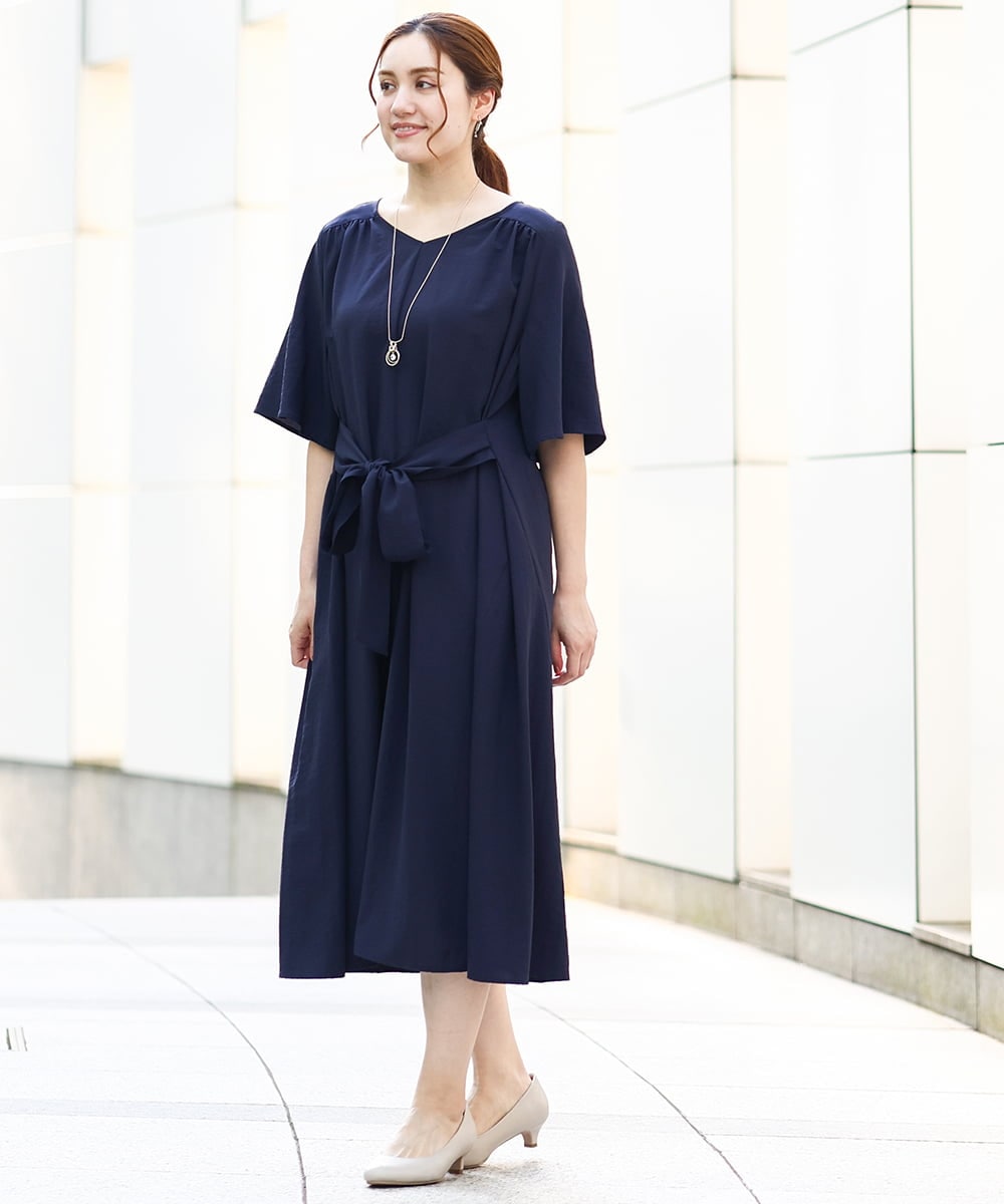 OLEHA38129 eur3(エウルキューブ) 【大きいサイズ】ヴィンテージポプリンワンピース ネイビー(57)