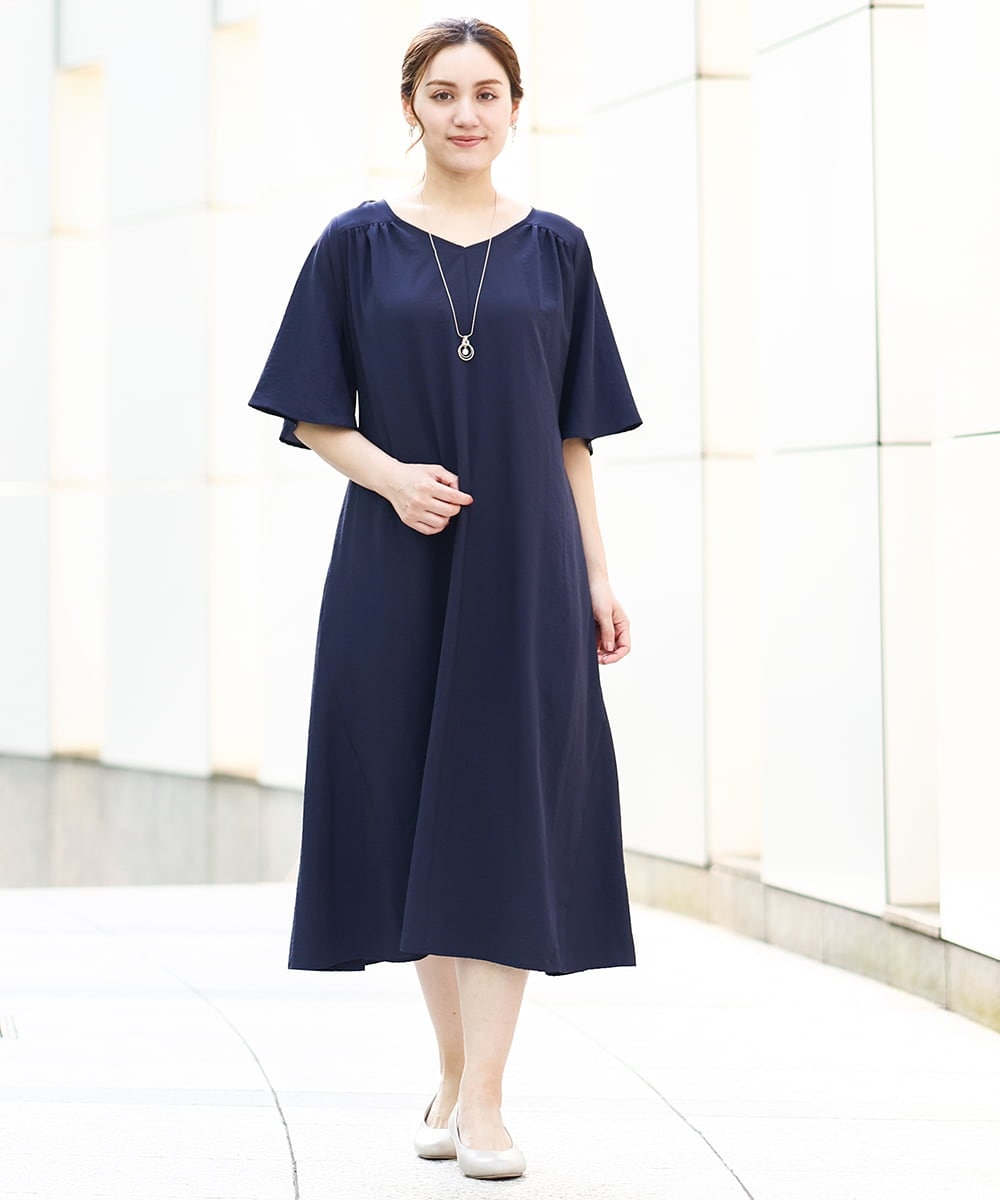 OLEHA38129 eur3(エウルキューブ) 【大きいサイズ】ヴィンテージポプリンワンピース ネイビー(57)