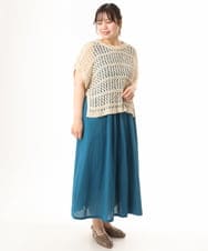 OLEHD20109 eur3(エウルキューブ) 【大きいサイズ】インド綿ノースリーブタックワンピース ブルー