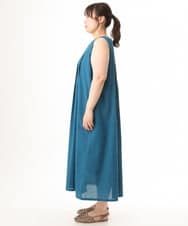 OLEHD20109 eur3(エウルキューブ) 【大きいサイズ】インド綿ノースリーブタックワンピース ブルー