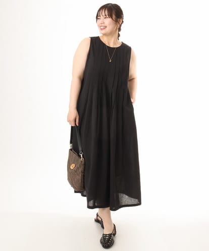 OLEHD20109 eur3 【大きいサイズ】インド綿ノースリーブタックワンピース
