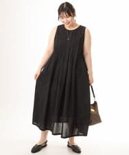 OLEHD20109 eur3(エウルキューブ) 【大きいサイズ】インド綿ノースリーブタックワンピース ブラック