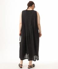 OLEHD20109 eur3(エウルキューブ) 【大きいサイズ】インド綿ノースリーブタックワンピース ブラック