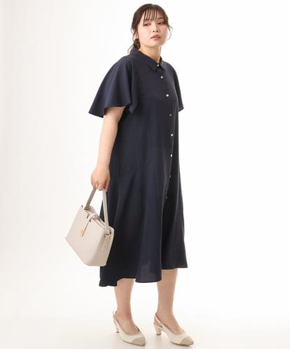 OLEHD21139 eur3 【大きいサイズ】フレアスリーブワンピース