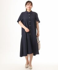 OLEHD21139 eur3(エウルキューブ) 【大きいサイズ】フレアスリーブワンピース ネイビー