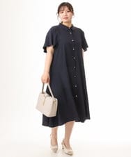 OLEHD21139 eur3(エウルキューブ) 【大きいサイズ】フレアスリーブワンピース ネイビー