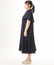 OLEHD21139 eur3(エウルキューブ) 【大きいサイズ】フレアスリーブワンピース ネイビー