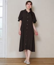 OLEHD21139 eur3(エウルキューブ) 【大きいサイズ】フレアスリーブワンピース ダークブラウン