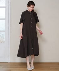 OLEHD21139 eur3(エウルキューブ) 【大きいサイズ】フレアスリーブワンピース ダークブラウン