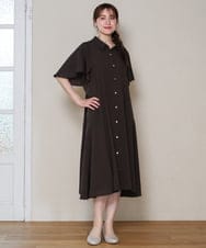 OLEHD21139 eur3(エウルキューブ) 【大きいサイズ】フレアスリーブワンピース ダークブラウン